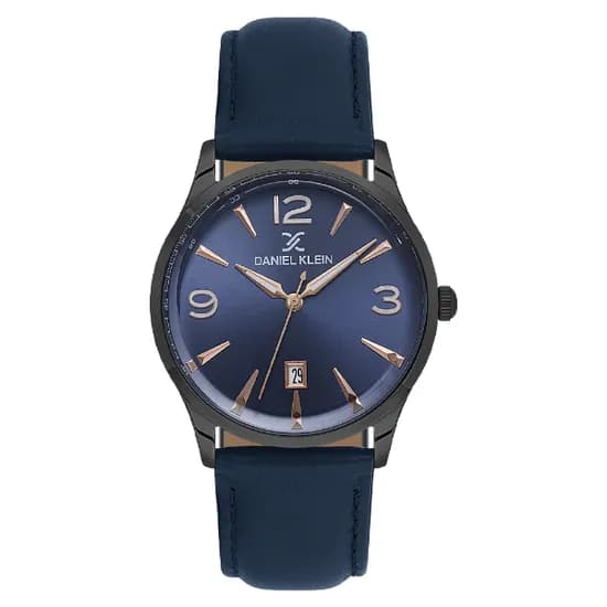 Relogio Analógico Masculino Daniel Klein DK.6.14034-5 Premium Gent / Pulseira de Couro - Azul/Preto
