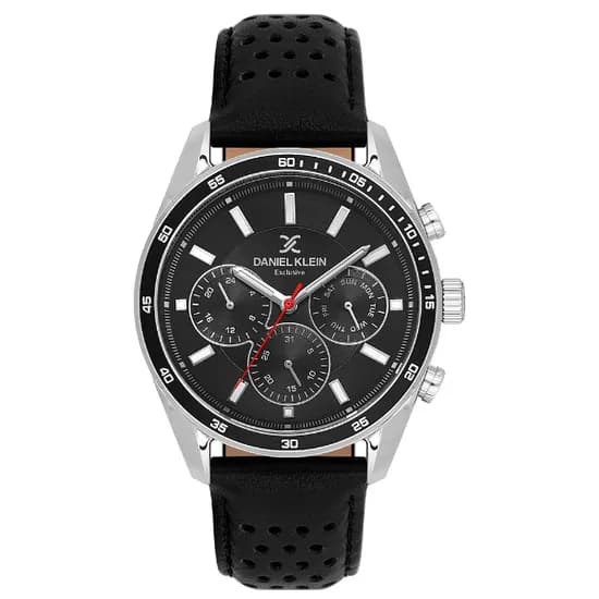 Relogio Analógico Masculino Daniel Klein DK.1.14221-2 Exclusive Gent / Pulseira de Couro - Preto/Prata