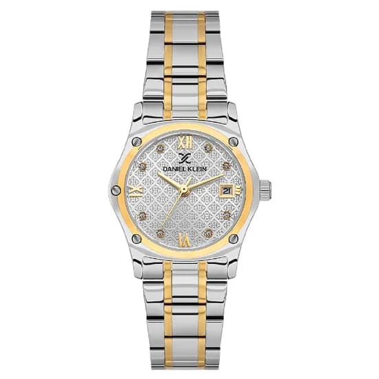 Relogio Analogico Feminino Daniel Klein DK.1.14271-3 Diamond Lady / Pulseira de Aço Inoxidável - Prata/Gold