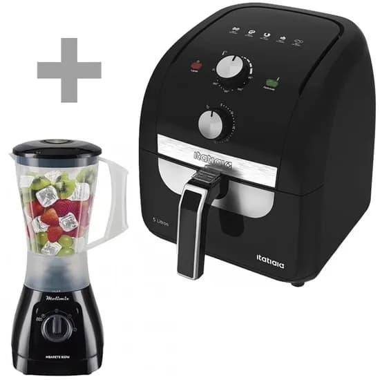 Fritadeira Elétrica Electrobas Nutri Cheff EBAF-75-Ow com Dos Dispensadores Hybridspray 1.800 Watts 7.5 Litros 220 - 240V ~ 50/60HZ - Preta/Prata