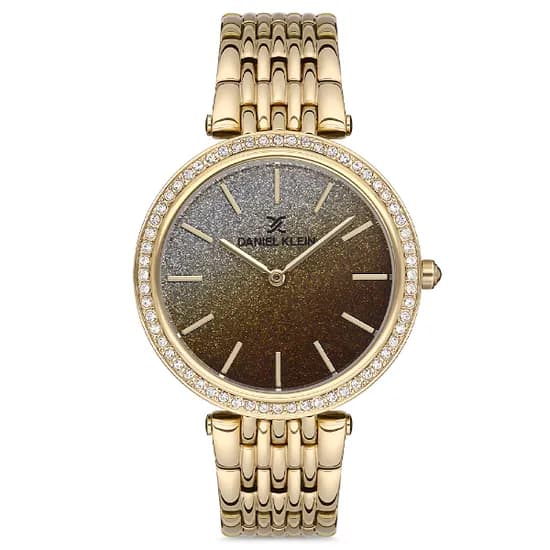 Relógio Analógico Feminino Daniel Klein DK.1.12687-2 Premium Ladies / Pulseira de Aço Inoxidável - Dourado Glitter