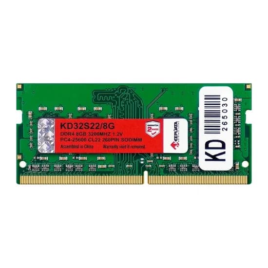 Memória para Notebook Keepdata, DDR4 8GB (1X8GB), 3200MHZ, So-DIMM, KD32S22/8G, Verde