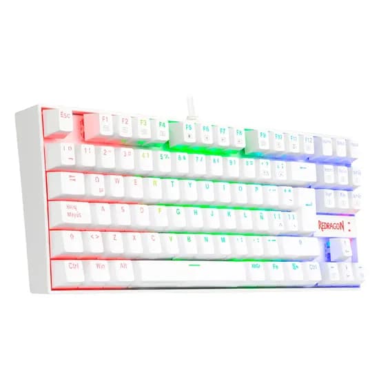 Teclado Gamer Redragon K552W-RGB Kumara com Fio Inglês - Branco
