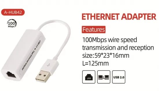 Adaptador USB p/ RJ45 Sate A-HUB42 USB 2.0 Branco