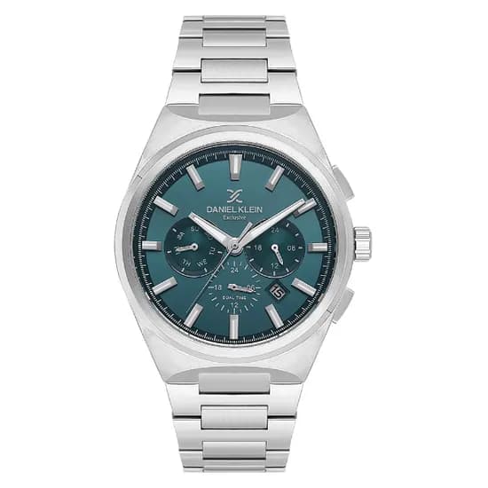 Relogio Analógico Masculino Daniel Klein DK.1.14069-5 Exclusive Gents / Pulseira de Aço Inoxidável - Prata/Verde