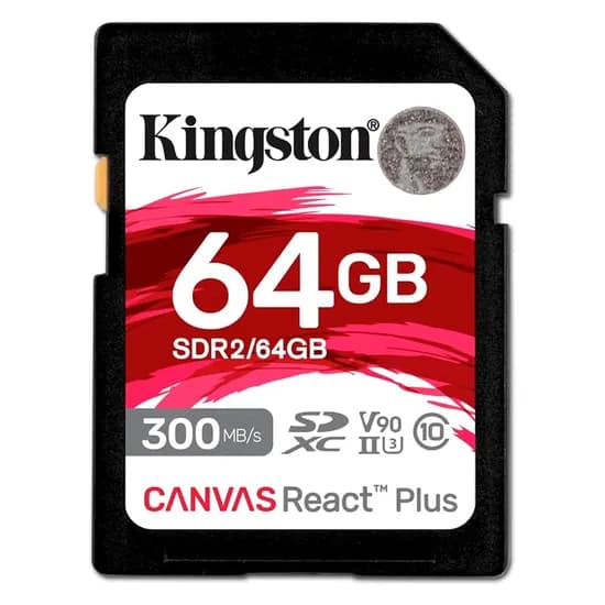 Cartão de Memória SD Kingston Canvas React Plus 64GB 300MBS - SDR2/64GB