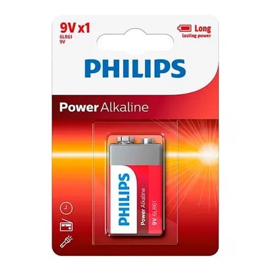 Pilha Bateria 9V Philips Alkalina 6LR-61P1B/97 1*G