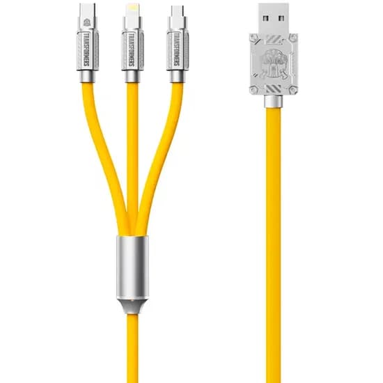 Cabo Transformer 3 Em 1 TF-A03 USB-A/USB-C/Microusb/Lightning (1.2M) - Bumblebee Yellow