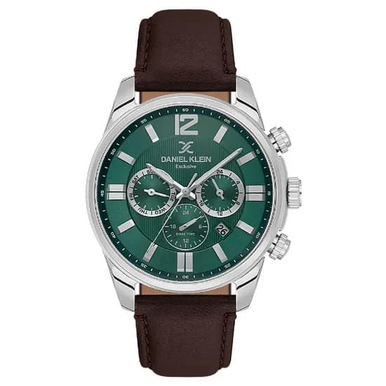 Relogio Analógico Masculino Daniel Klein DK.6.14231-4 Exclusive Gent / Pulseira de Couro - Marrom/Prata/Verde