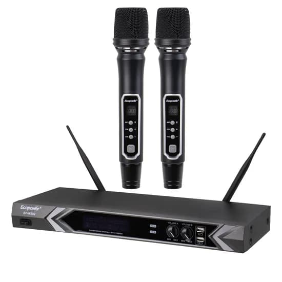 Microfone Sem Fio Ecopower EP-M302 2 Mic 3.5MM/Bivolt - Preto