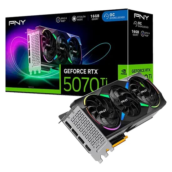 Placa de Vídeo PNY Epic-X Oc Triple Fan Nvidia Geforce RTX-5070TI 16GB GDDR7 - VCG5070T16TFXXPB1-O