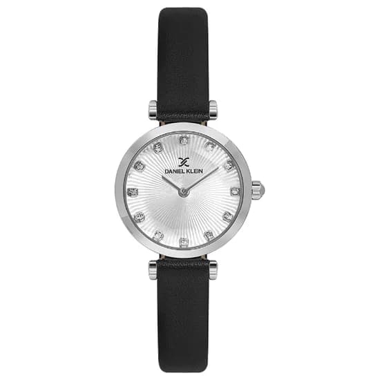 Relogio Analogico Feminino Daniel Klein DK.1.13919-1 Premium Lady / Pulseira de Couro - Preto/Prata