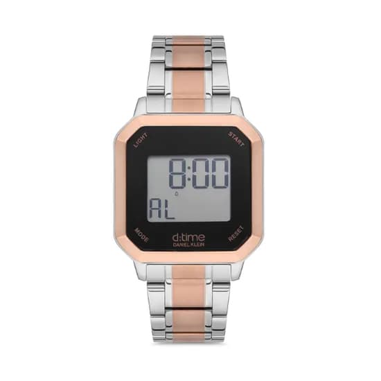 Relógio Digital Masculino Daniel Klein D:Time DK.1.12636-4 - Prata/Rosa Ouro
