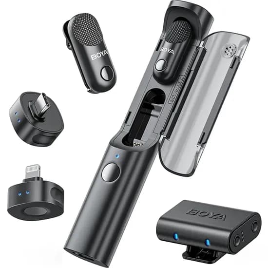 Microfone Sem Fio para Smartphone Boya MAGIC-04 com USB-C/Lightning - Preto (Anatel)