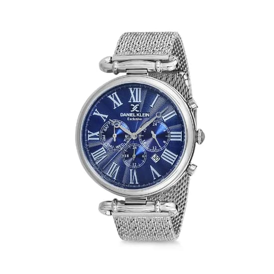 Relógio Analógico Masculino Daniel Klein Exclusive DK12148-4 - Prata e Azul