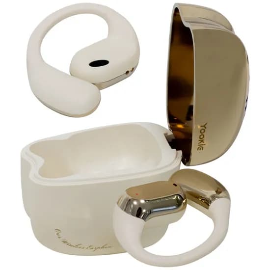Fone de Ouvido Sem Fio Yookie Ows YKS80 - Bege/Dourado