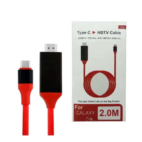 Cabo Adaptador USB-C para HDMI com 2 Metros - Vermelho/Preto