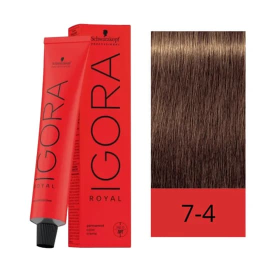 Crema de Coloración Schwarzkopf Igora Royal 7-4 Rubio Medio Beige 60GR