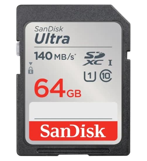 Cartão de Memória SD Sandisk Ultra 64GB 140MBS C10 - SDSDUNB-064G-GN6IN