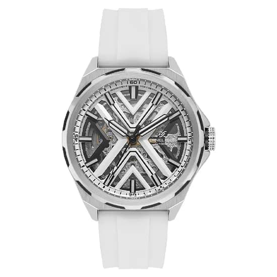 Relogio Analógico Masculino Daniel Klein DK.1.14017-3 Skeleton / Pulseira de Silicone - Branco/Prata