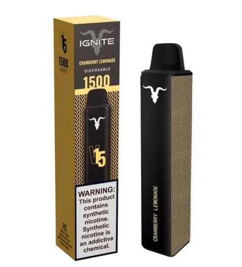 Vape Descartável Ignite V15 / 1500 Puff / 5% Nicotina - Cranberry Lemonade