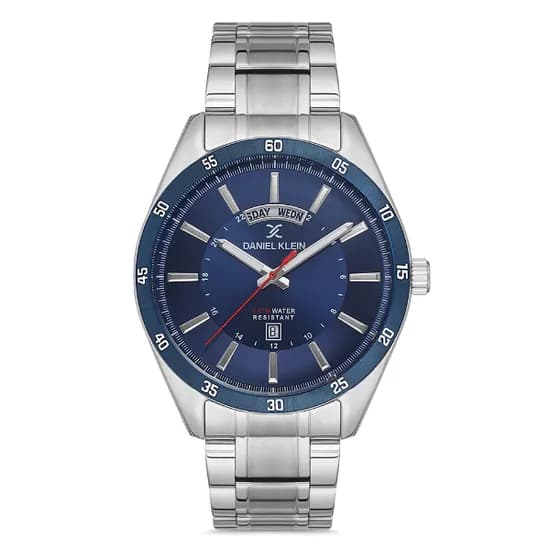 Relogio Analógico Masculino Daniel Klein DK.1.12735-3 Premium Gents / Pulseira de Aço Inoxidável - Prata/Azul