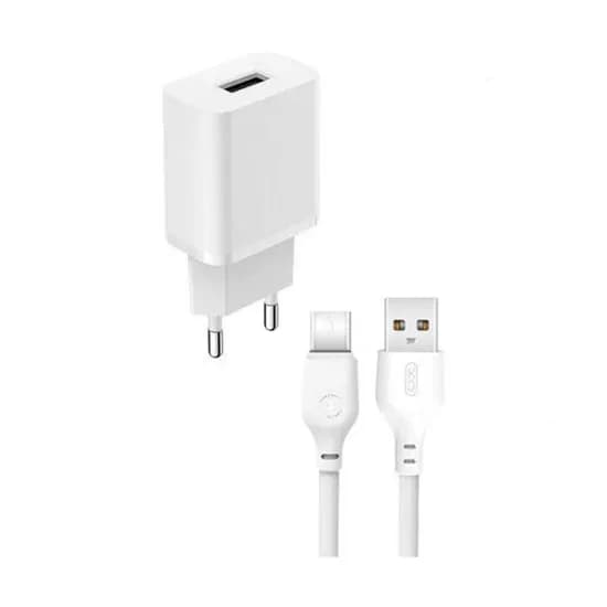 Carregador Xo L99 USB-A/2.4A/com Cabo Type-C - Branco