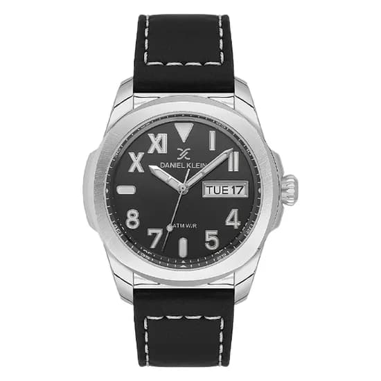 Relogio Analógico Masculino Daniel Klein DK.1.14078-2 Premium Gent / Pulseira de Couro - Preto/Prata