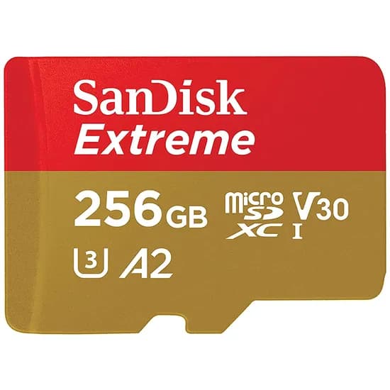 Memória Micro SD Sandisk Extreme 190-130 MB/s U3 256 GB com Adaptador (SDSQXAV-256G-GN6MA)