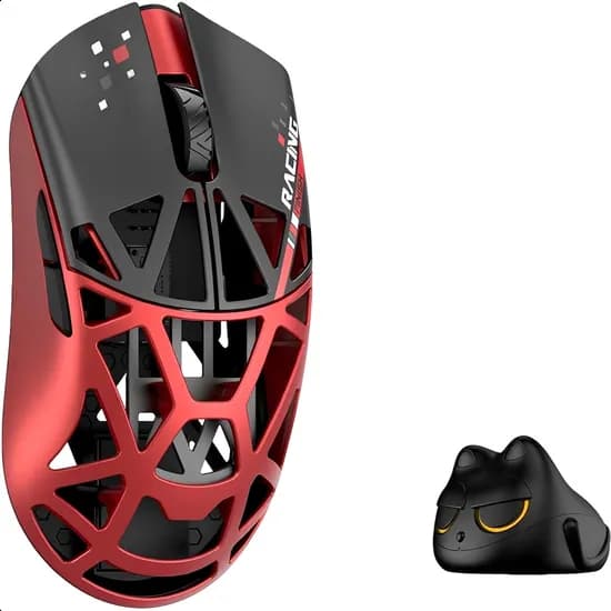 Mouse Gamer Wlmouse Beast X Pro Magnesium Dongle 8K Sem Fio Omron Opticals Solid Sides - Vermelho/Preto