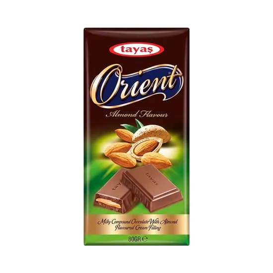 Barra de Chocolate Tayas Orient Sabor Almendra - 80G