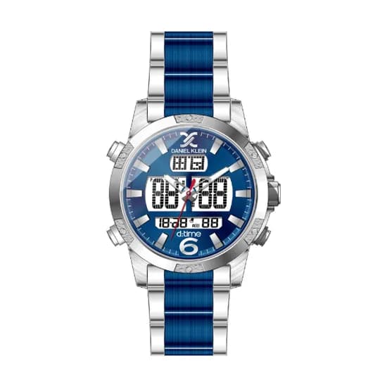 Relógio Digital Masculino Daniel Klein D:Time DK.1.12437-3 - Prata e Azul