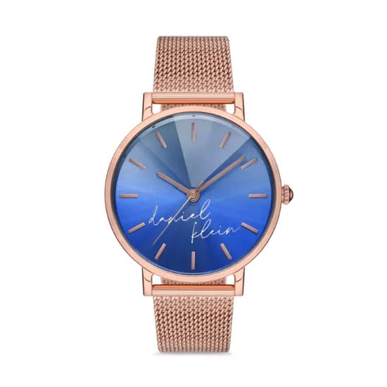 Relógio Analógico Feminino Daniel Klein Trendy DK.1.12629-5 - Rosa Ouro/Azul