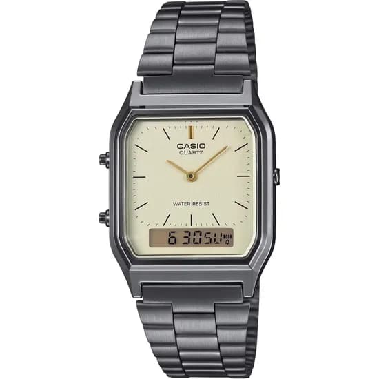 Relógio Casio Vintage AQ-230GG-9ADF Analógico/Digital Masculino - Cinza/Champanhe
