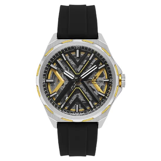 Relogio Analógico Masculino Daniel Klein DK.1.14017-5 Skeleton / Pulseira de Silicone - Preto/Prata