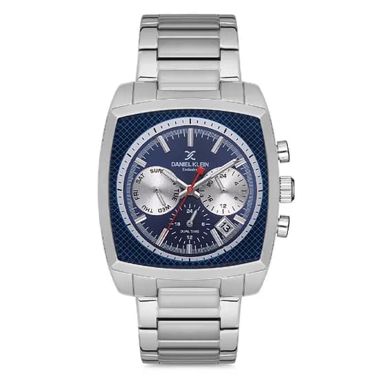 Relogio Analógico Masculino Daniel Klein DK.1.12749-2 Exclusive Gents / Pulseira de Aço Inoxidável - Prata/Azul