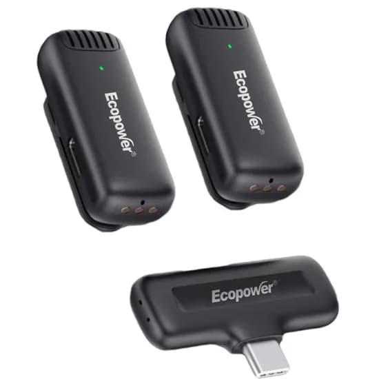 Microfone de Lapela Sem Fio Ecopower EP-M096 Type-C Duo