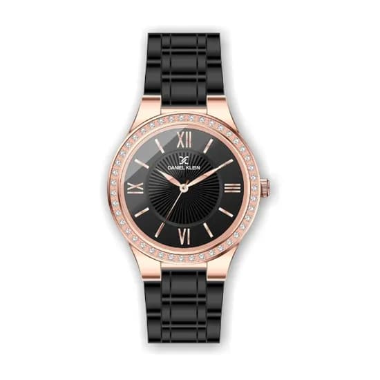 Relógio Analógico Feminino Daniel Klein Premium DK.1.12407-3 - Rosa Ouro e Preto