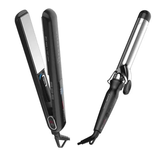 Gama Profesional Combo Prancha Silk Chrome Titanium + Ondulador Salon Curl