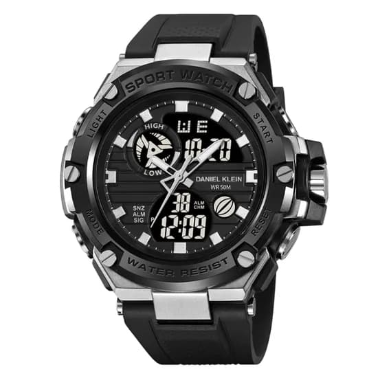 Relogio Digital Masculino Daniel Klein DK.2119-2 Summer 25 / Pulseira de Silicone - Preto/Prata