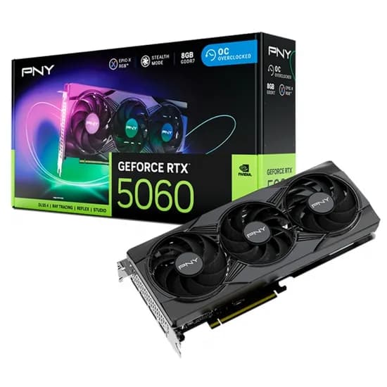 Placa de Vídeo PNY Geforce RTX5060 Epic-X RGB Oc 8GB ,1X HDMI 3X Display Port GDDR7, 128BIT, VCG50608TFXXPB1-O