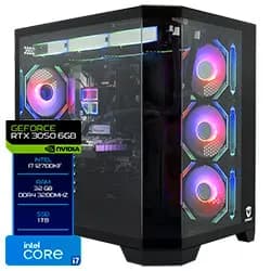 PC Montado Gamer Intel Core i7 12700KF de 3.6GHZ 32GB de Ram / 1TB SSD / Geforce RTX3050 6GB - Preto