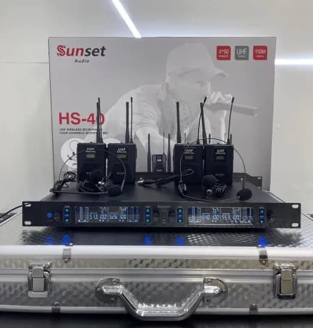 Microfone Sunset HS-40 c/4 Cabeca/Lapela Uhf