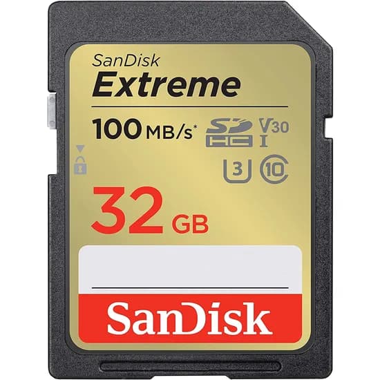 Memória SD Sandisk Extreme 100-60 MB/s C10 U3 V30 32 GB (SDSDXVT-032G-Gncin)