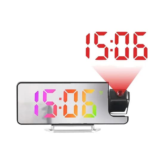 Relogio Digital de Mesa com Projetor Satellite AC-T6873 LED Colorido