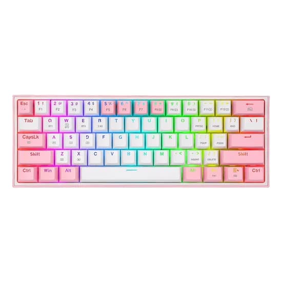 Teclado Gamer Redragon Fizz Pro K616-RGB USB-C Sem Fio - Branco e Rosa