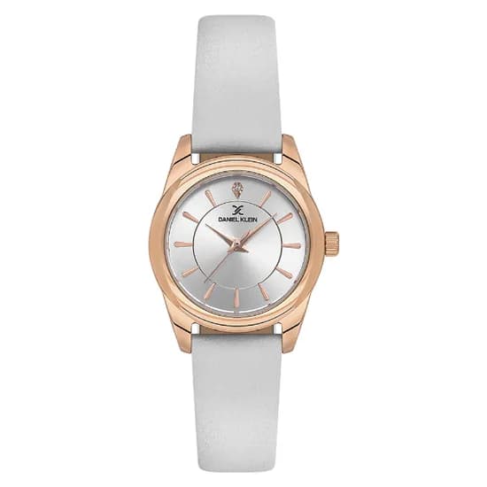 Relogio Analogico Feminino Daniel Klein DK.1.13930-5 Premium Lady / Pulseira de Couro - Branco/Rose Gold