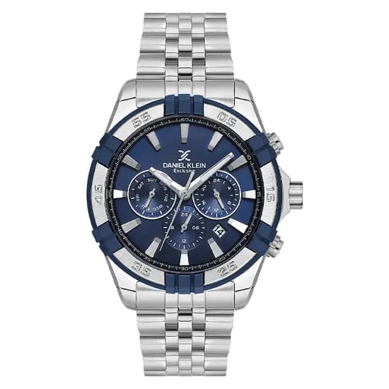 Relogio Analógico Masculino Daniel Klein DK.1.14007-2 Exclusive Gent / Pulseira de Aço Inoxidável - Prata/Azul