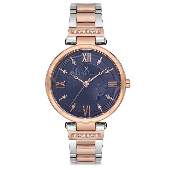 Relógio Analógico Feminino Daniel Klein DK.1.12712-3 Premium Ladies / Pulseira de Aço Inoxidável - Prata/Rose Gold