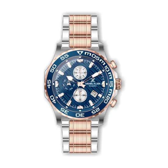 Relógio Analógico Masculino Daniel Klein Exclusive DK.1.12472-6 - Prata e Rosa Ouro